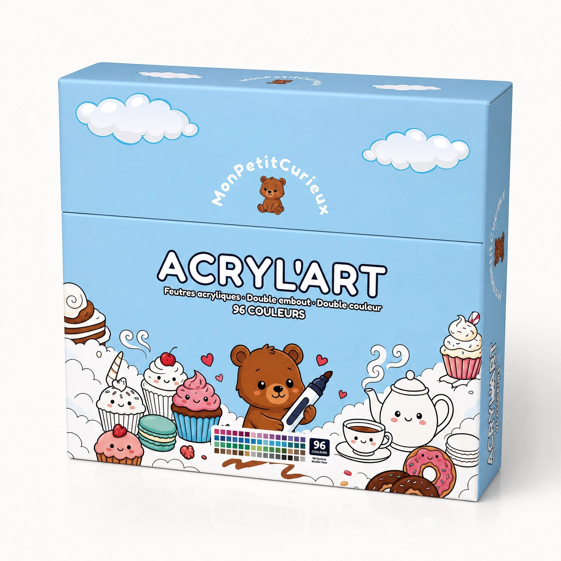 Coffret bleu ACRYL'ART de 96 couleurs