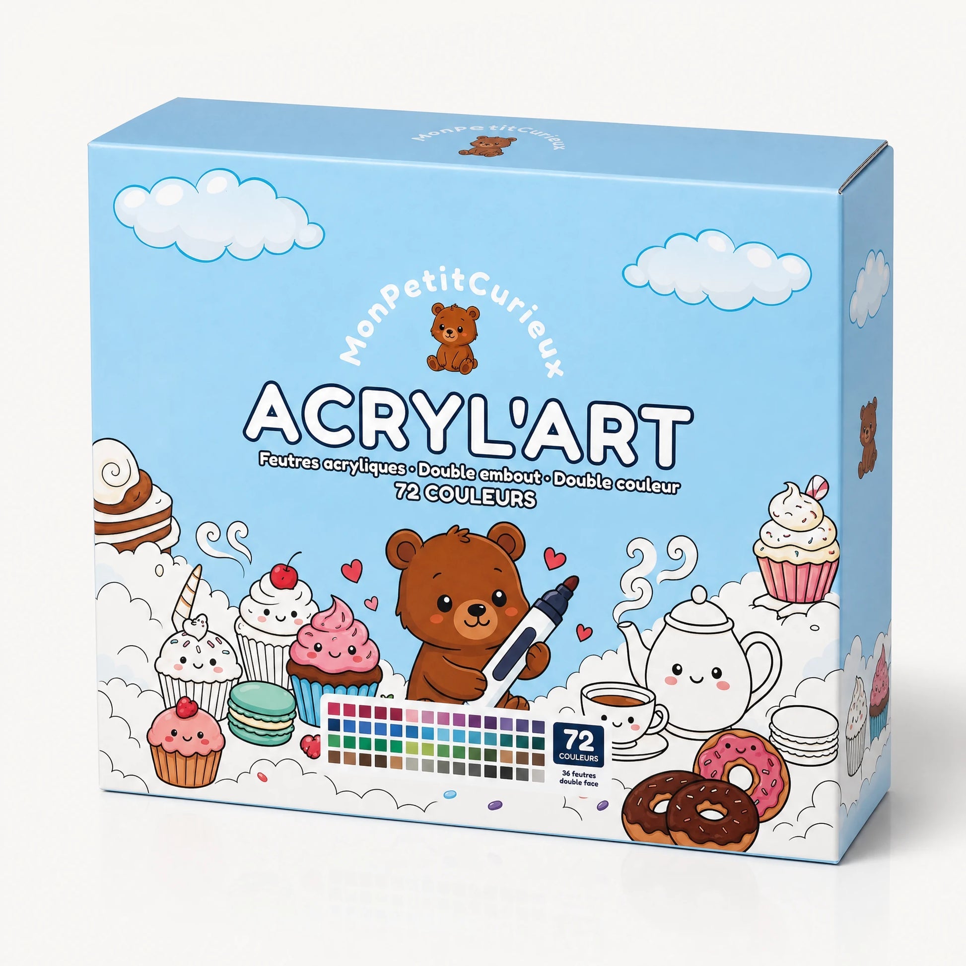 Coffret bleu ACRYL'ART de 72 couleurs