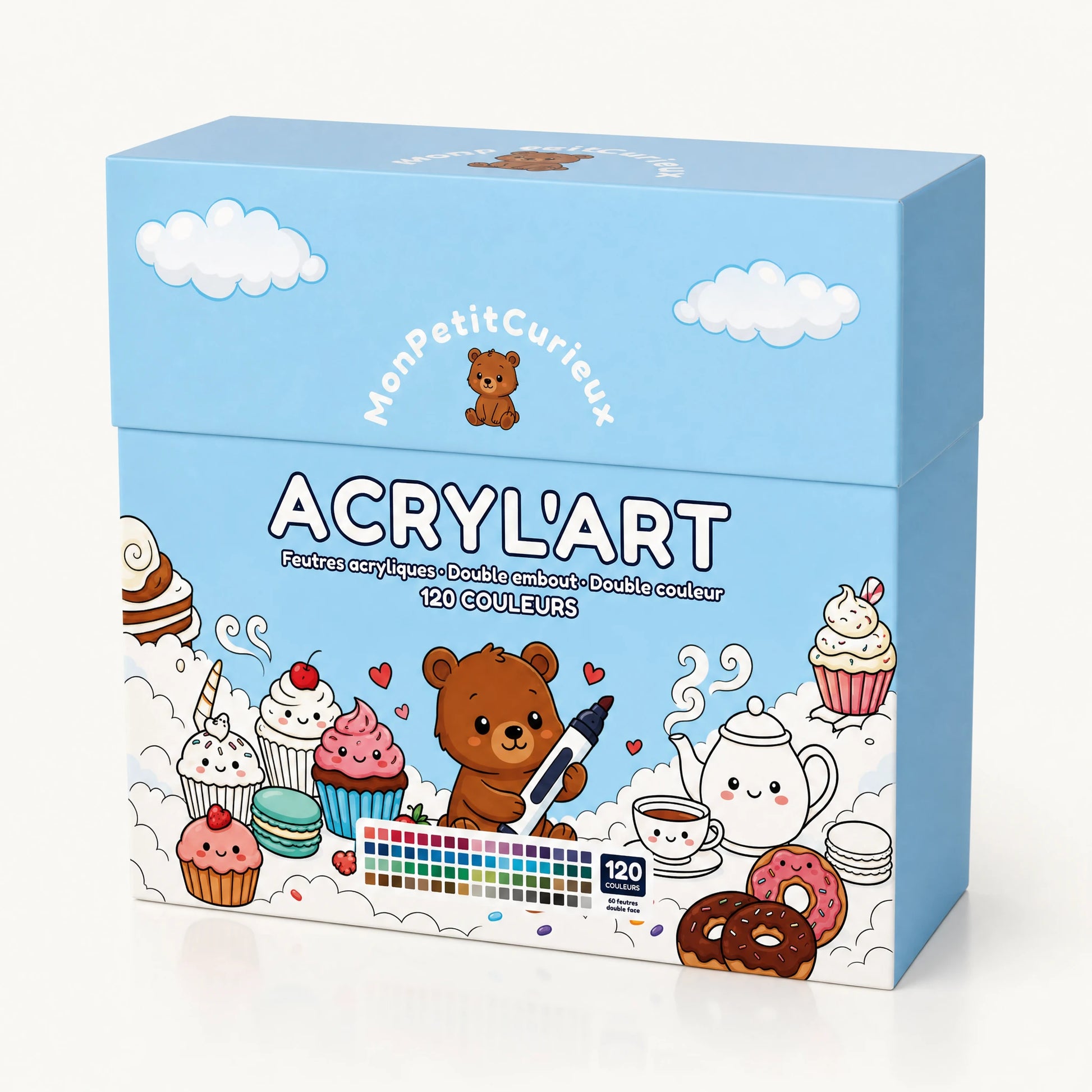 Coffret bleu ACRYL'ART de 120 couleurs