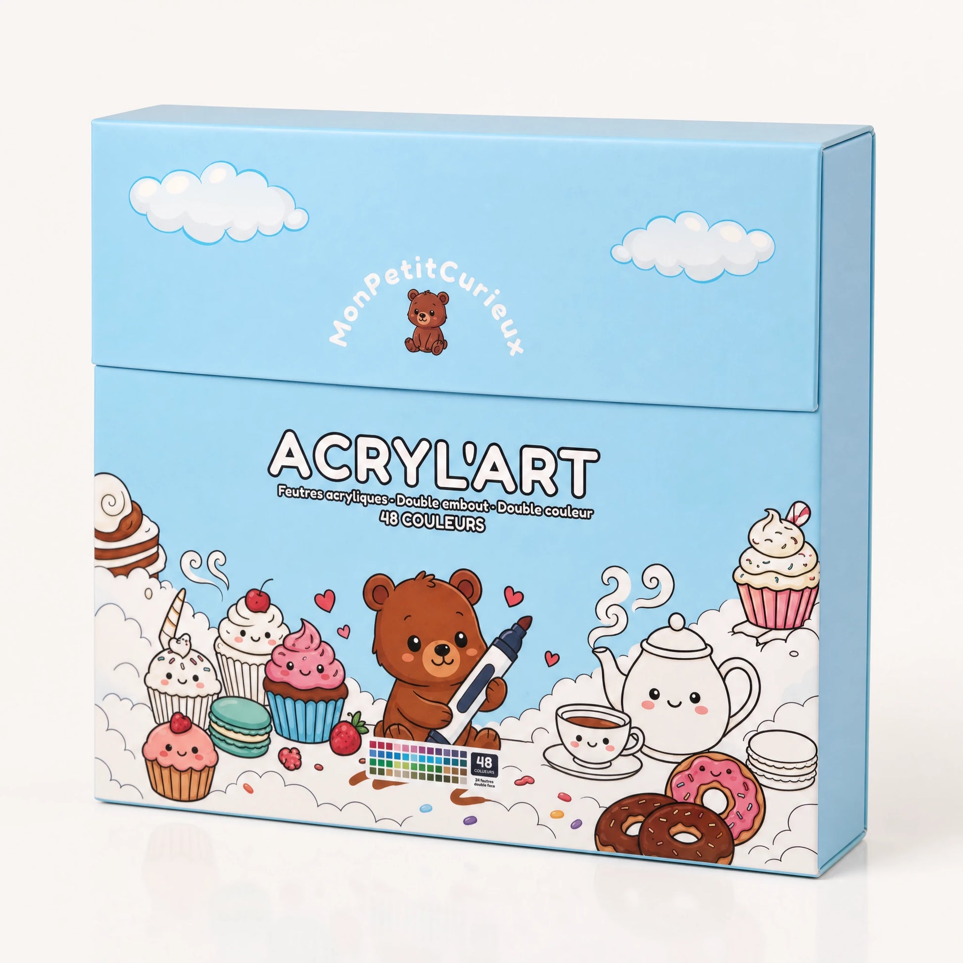 Coffret bleu ACRYL'ART de 48 couleurs