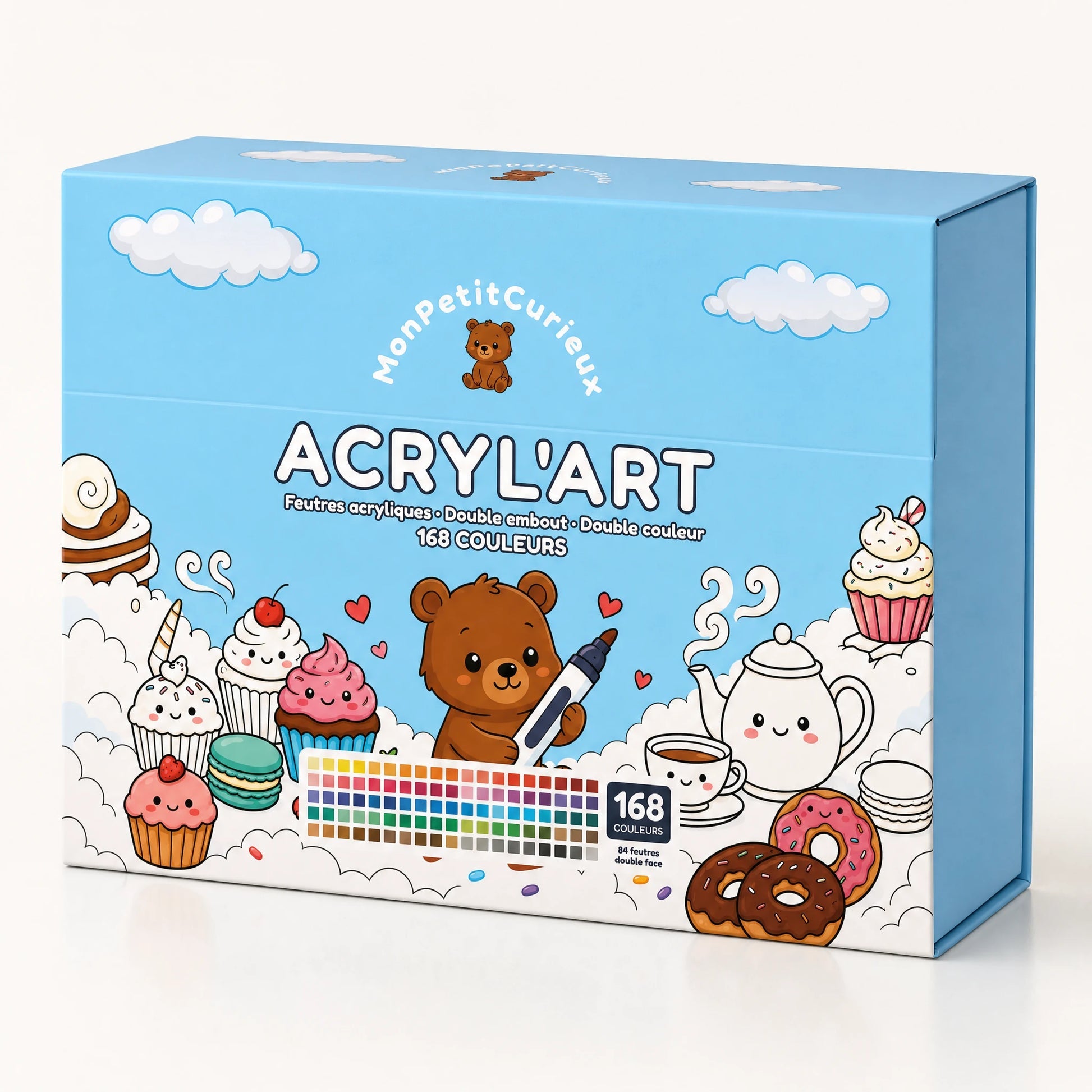 Coffret bleu ACRYL'ART de 168 couleurs